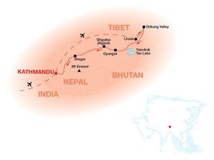 Map of Guided Walking & Sightseeing in Tibet